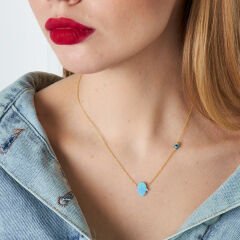 orijinal mavi opal fatma el zinciri bosem gözlü