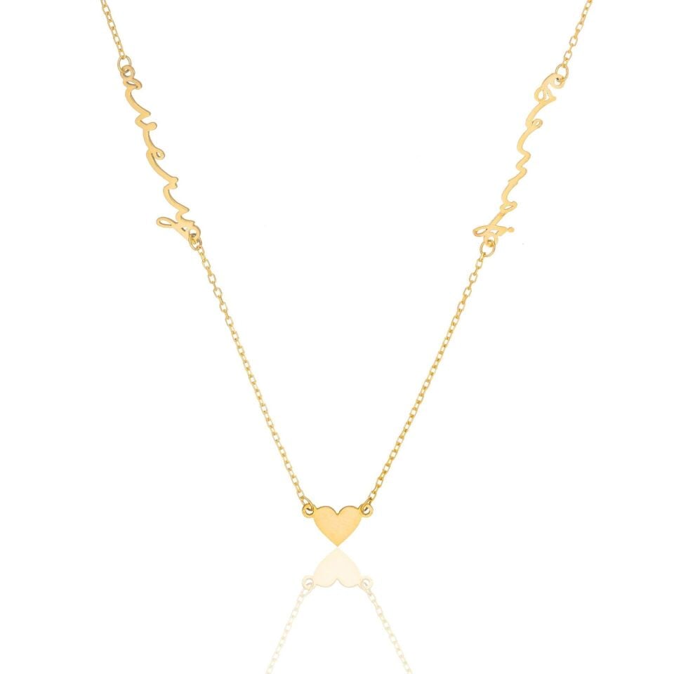 isim kolyesi - iki isim - el yazısı - imzalı - kalp kolye