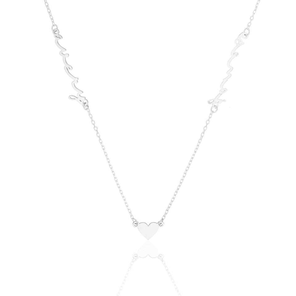 isim kolyesi - iki isim - el yazısı - imzalı - kalp kolye