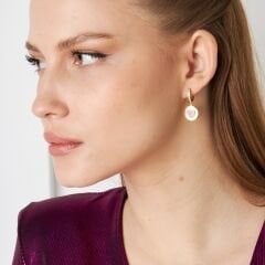 düz taşlı kalp şeklinde küpeler