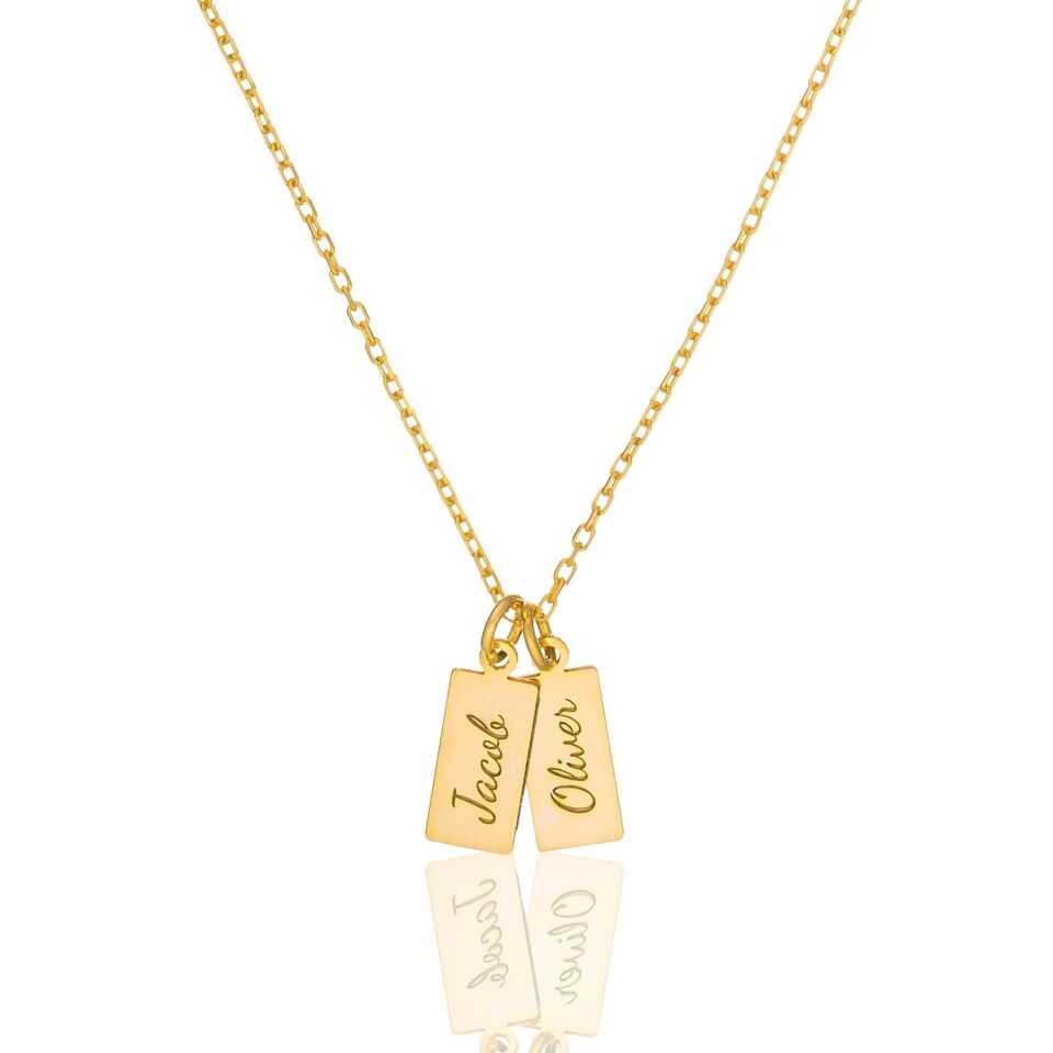 İsim kolyesi - isimli dikdörtgen tabak kolye