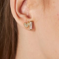 baget taşlı kalp şeklinde küpeler