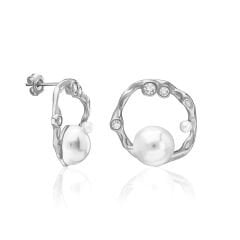 büyük inci taşlı halka küpeler