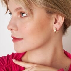 üçlü taşlı halka küpeler