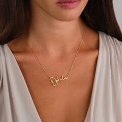 yatay isim ve imzalı isim kolyesi