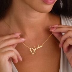 yatay isim ve imzalı isim kolyesi