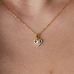 inci taşlı kalp kolye