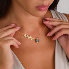 İsim kolyesi - doğum taşı kolyesi - isimli