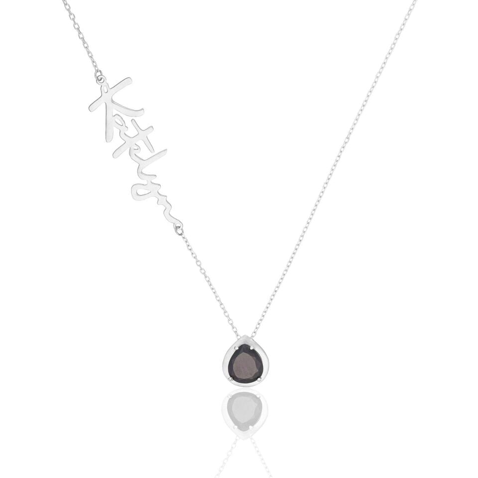 İsim kolyesi - doğum taşı kolyesi - isimli