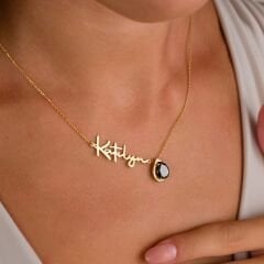 İsim kolyesi - doğum taşı kolyesi - isimli