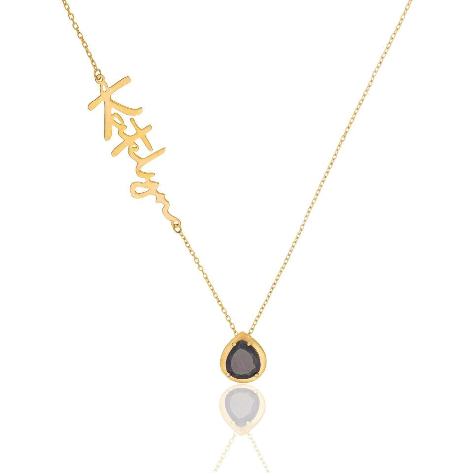 İsim kolyesi - doğum taşı kolyesi - isimli