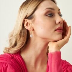 büyük taşlı dikdörtgen baget küpeler