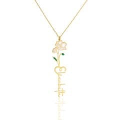 isim kolyesi - doğum çiçeği kolyesi - isimli