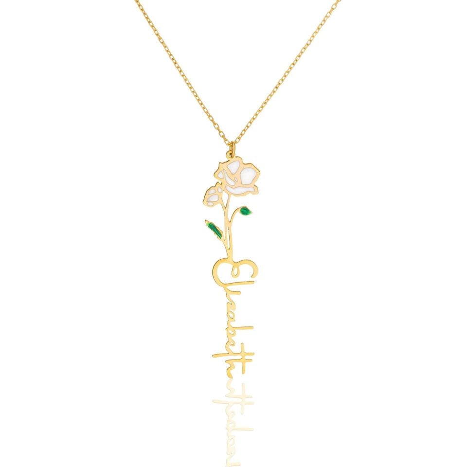 isim kolyesi - doğum çiçeği kolyesi - isimli