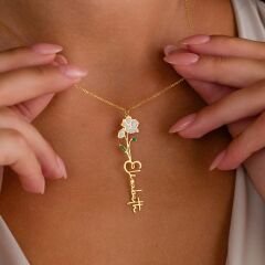 isim kolyesi - doğum çiçeği kolyesi - isimli