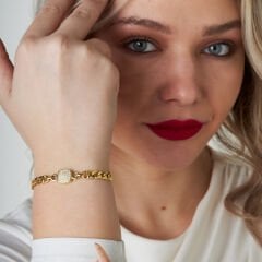 taşlı kare iki zincirli bilezik