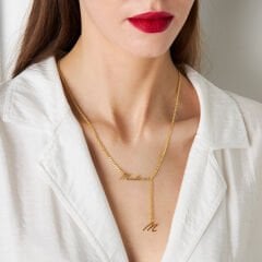 isim kolyesi - harf imzalı Y şeklinde kolye - isim