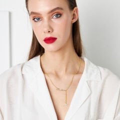 isim kolyesi - harf imzalı Y şeklinde kolye - isim