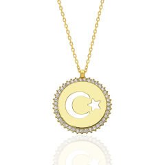 düz ay ve yıldız kolyesi