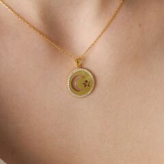 düz ay ve yıldız kolyesi