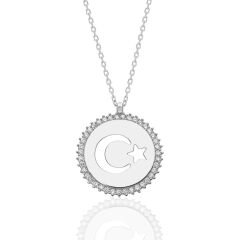 düz ay ve yıldız kolyesi