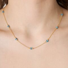 göz şeklinde taş sırası olan kolye