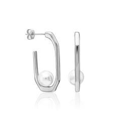 incili yarım yuvarlak küpeler