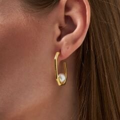 incili yarım yuvarlak küpeler