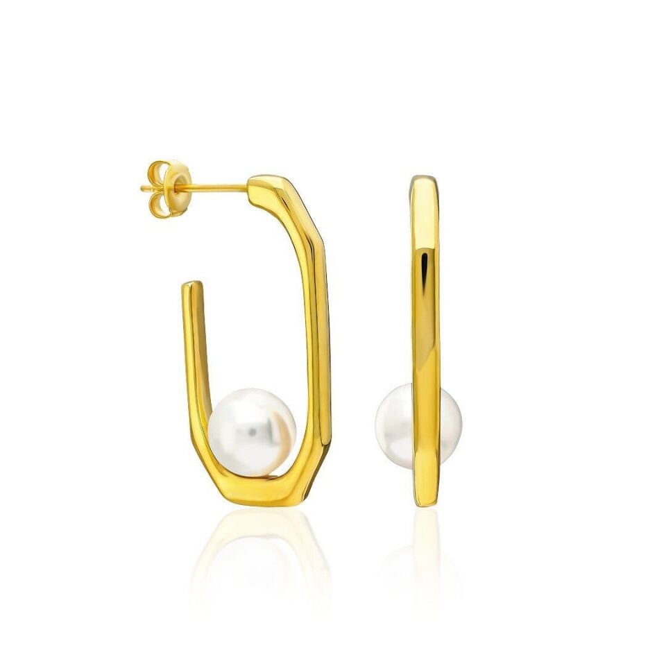 incili yarım yuvarlak küpeler