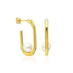 incili yarım yuvarlak küpeler