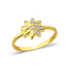 taşlı papatya yüzük