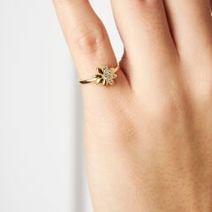 taşlı papatya yüzük