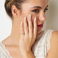 taşlı papatya yüzük