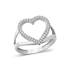 içi boş taşlı büyük kalp yüzük