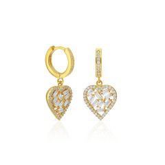 baget taşlı büyük kalp küpeler