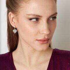 baget taşlı büyük kalp küpeler