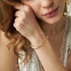 isim bileziği - inci taşlı isim bileziği