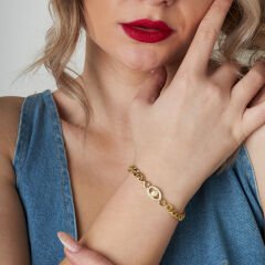 oval taş ve pullu gurme bilezik, model II