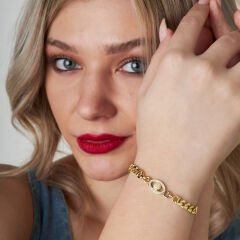 oval taş ve pullu gurme bilezik, model II