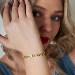 oval taş ve pullu gurme bilezik, model II