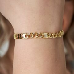 balıksırtı düğmeli ve taşlı gurme bilezik