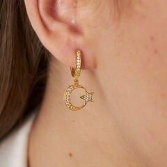 taşlı ay ve yıldız küpeler