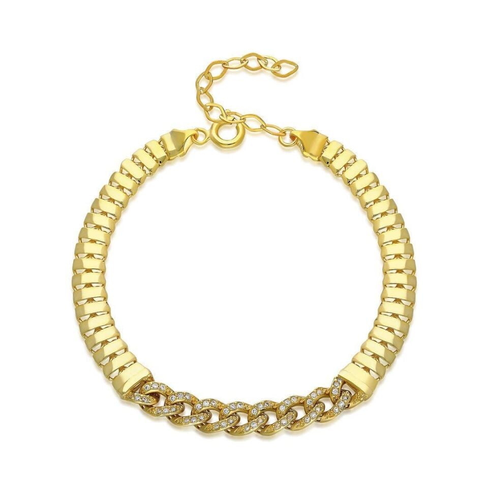 balıksırtı zincir ve taşlarla gurme bilezik