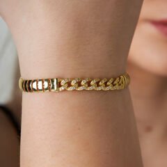 balıksırtı zincir ve taşlarla gurme bilezik