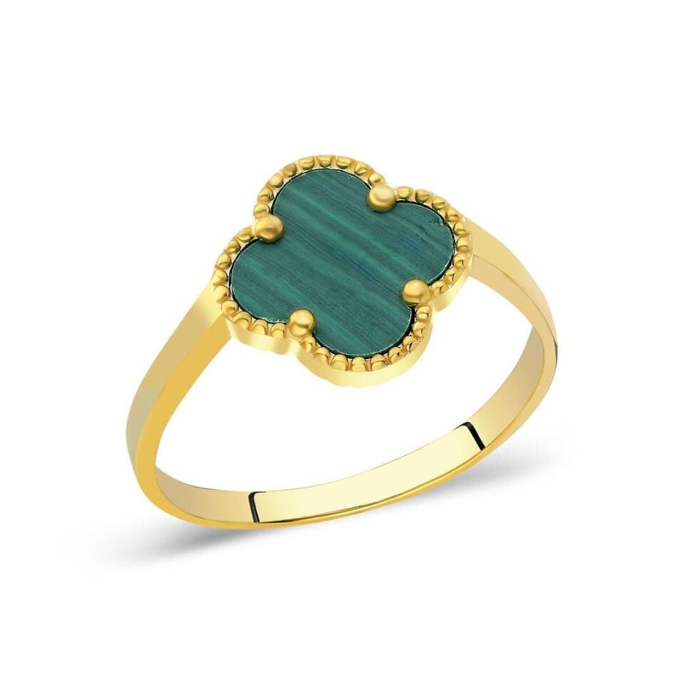 yeşil taşlı yonca yüzük
