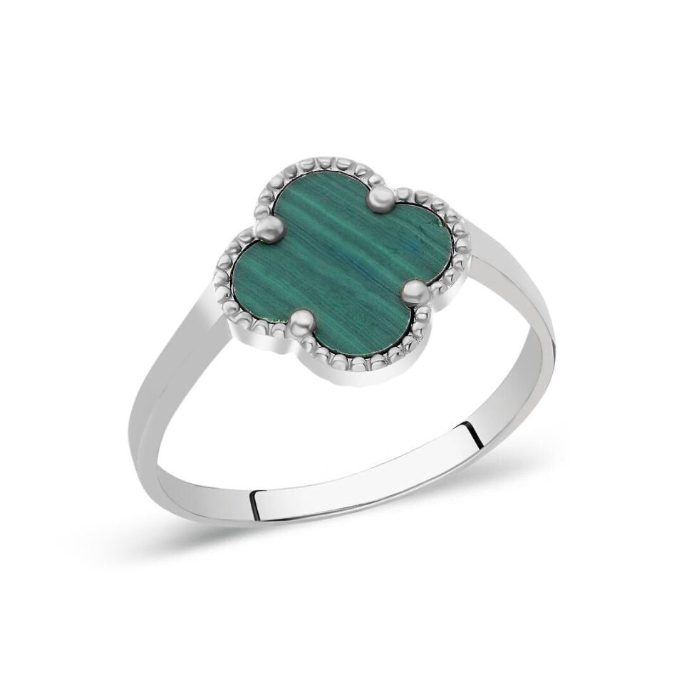 yeşil taşlı yonca yüzük