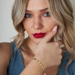 taşlı oval zincir bileklik