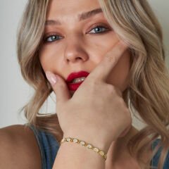 taşlı oval zincir bileklik