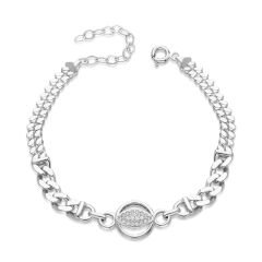 Taşlı oval gurme zincir bileklik - uzun