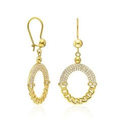 zirkon taşlı oval-şık tasarımlı küpeler